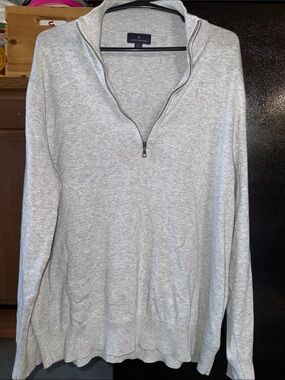 Brooks Brothers Size Large Light Gray Quarter-Zip Men's Sweater